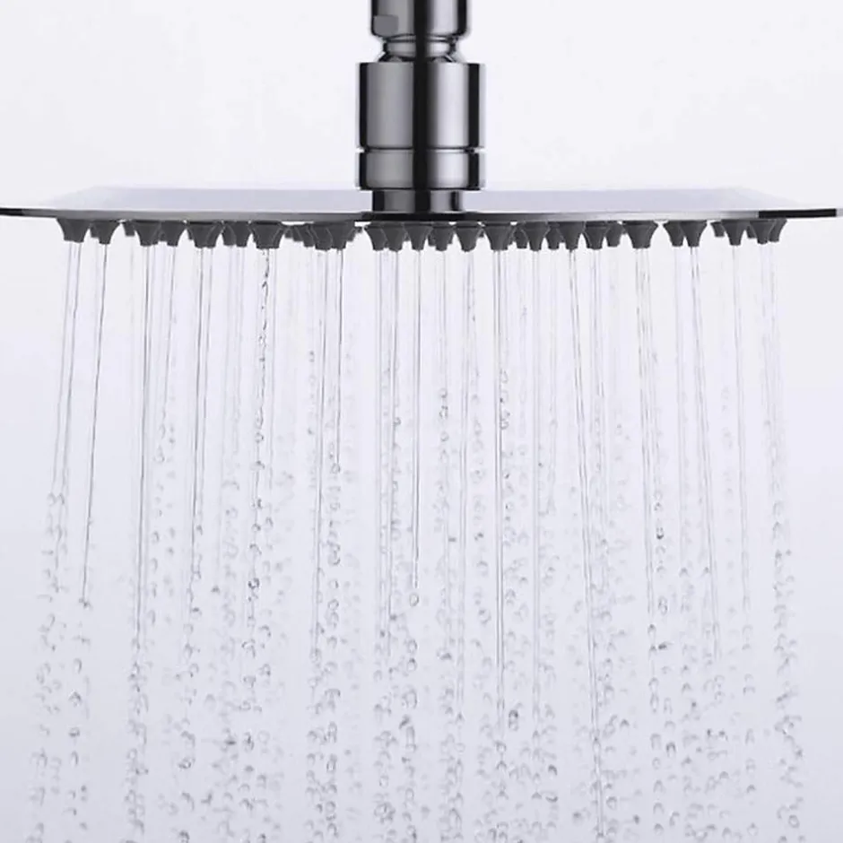 Kibath Pommeau de douche rond de 20 cm avec finition chromée brillante en laiton* Colonne De Douche Mécanique
