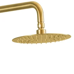 Kibath Pommeau de douche rond de 25 cm avec finition or brossé en acier inoxydable* Colonne De Douche Mécanique