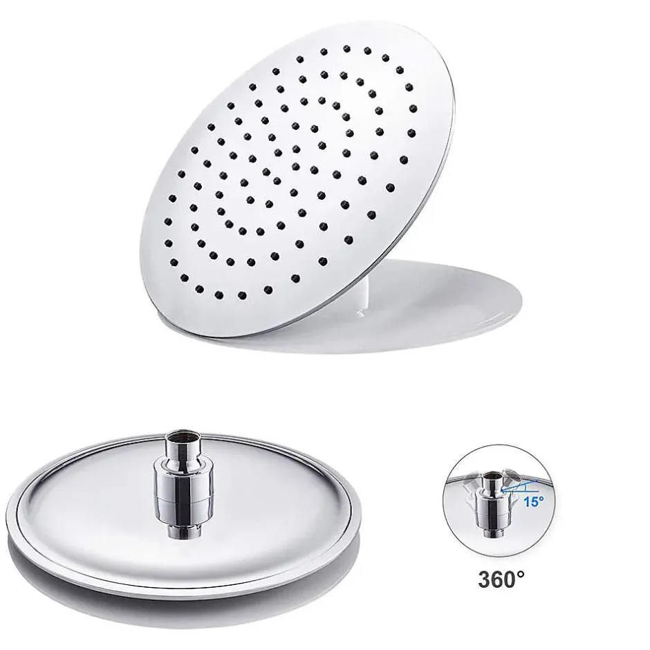 Kibath Pommeau de douche rond de 30 cm avec une finition chromée brillante en laiton