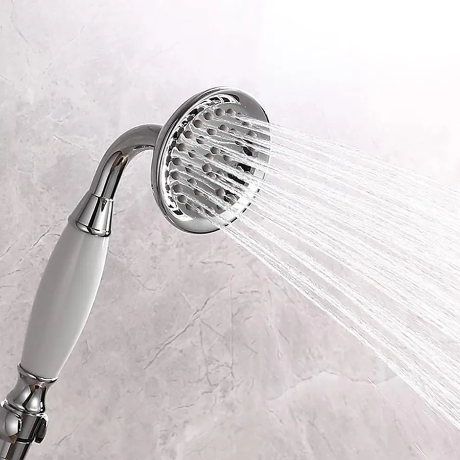 Deko Pommeau de douche traditionnel en laiton chromé et céramique de pour salle de bain* Pommeau De Douche, Flexible Et Barre De Douche