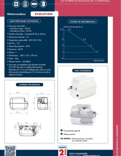Watermatic Pompe de relevage des condensats de chaudières GAZ à condensation WATERCONDENS (prévoir WATERNEUTRAL en option)* Wc Chimique Et Broyeur