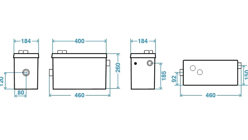 Planus Pompe de relevage pour cuisine et boinderie GEBERIT INSTALLED modèle Geyser , 100 C, 2 entrées