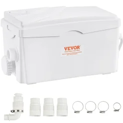 Vevor Pompe macératrice 350W, 3 entrées eau, 6000 L h, relevage 7 m, eaux usées sous-sol cuisine.* Wc Chimique Et Broyeur