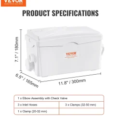 Vevor Pompe macératrice 350W, 3 entrées eau, 6000 L h, relevage 7 m, eaux usées sous-sol cuisine.* Wc Chimique Et Broyeur