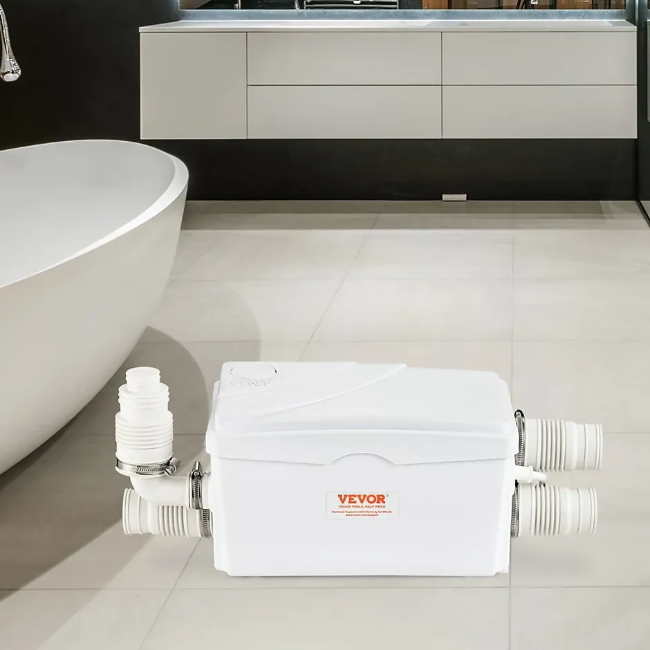Vevor Pompe macératrice 350W, 3 entrées eau, 6000 L h, relevage 7 m, eaux usées sous-sol cuisine.* Wc Chimique Et Broyeur