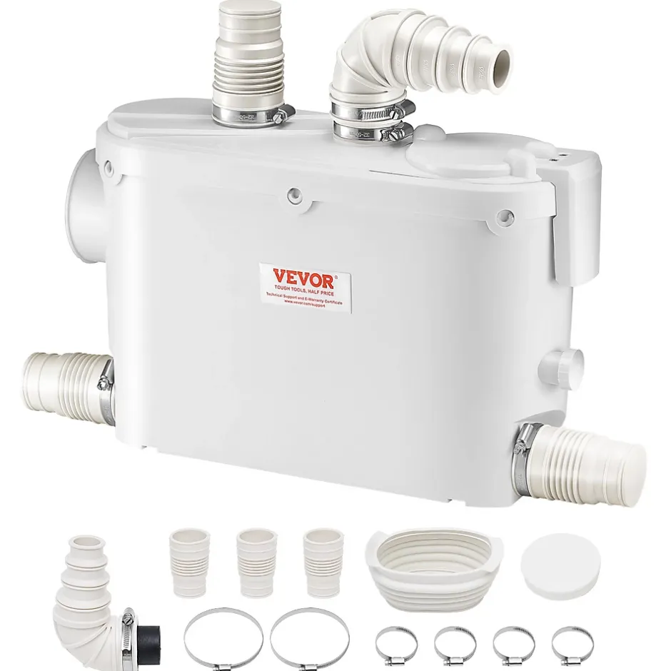 Vevor Pompe macératrice 500W, 6600 L h, ht. manométrique 8 m, 3 entrées eau, eaux usées.