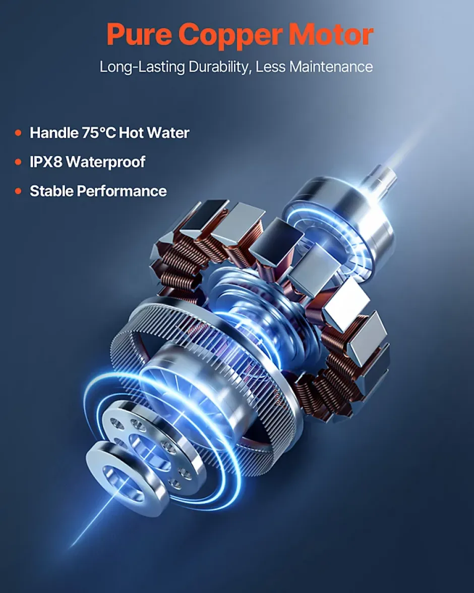 Vevor Pompe macératrice 500W, 6600 L h, ht. manométrique 8 m, 3 entrées eau, eaux usées.