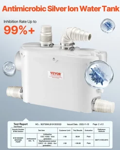 Vevor Pompe macératrice 500W, 6600 L h, ht. manométrique 8 m, 3 entrées eau, eaux usées.