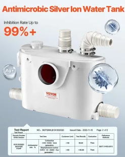 Vevor Pompe macératrice 500W, sanitaire 4 entrées eau, 110 L min, ht. refoulement 8 m.