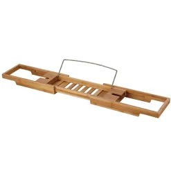 MSV Pont de baignoire en bambou avec support tablette/livre L. 70 x P. 15,1 cm