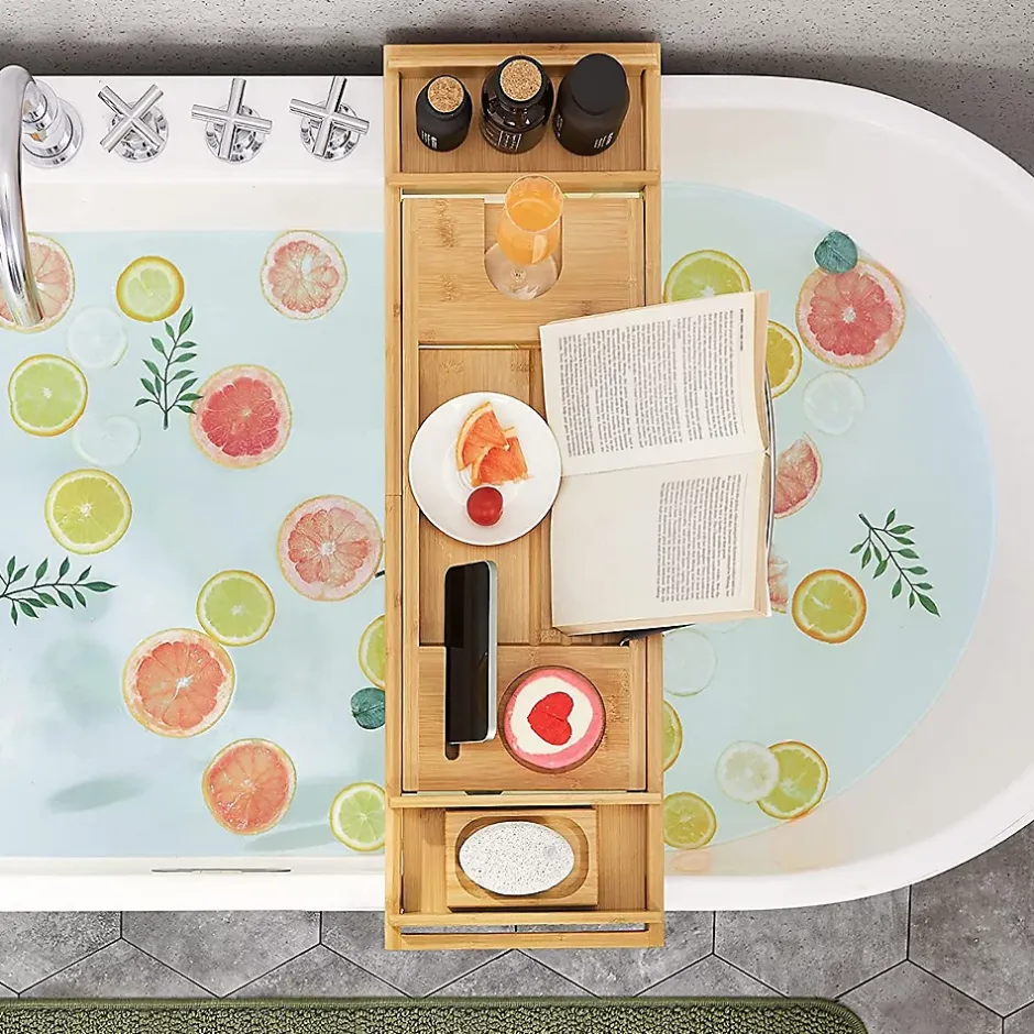 Calicosy Pont de Baignoire Extensible en Bambou - L75/109 cm* Etagère Salle De Bains