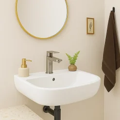 Porcher Kheops Lavabo monotrou en porcelaine vitrifiée, avec trop-plein, 600 x 190 x 460 mm, blanc (P098401)* Lavabo