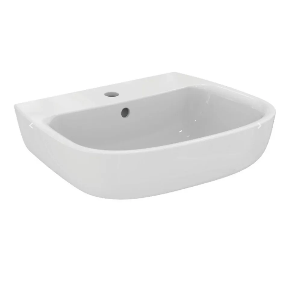 Porcher Kheops Lavabo monotrou en porcelaine vitrifiée, avec trop-plein, 600 x 190 x 460 mm, blanc (P098401)* Lavabo