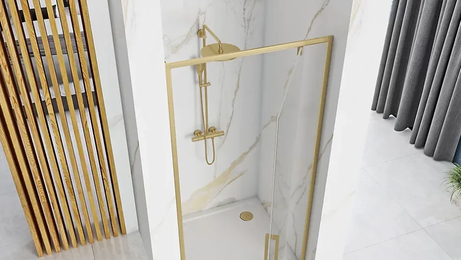 Rea Porte de douche à entrouvrir Rapid Swing Brushed Gold 90* Porte De Douche