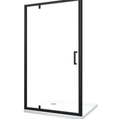 Laneri Porte de douche à ouverture battante roto-translante avec pivots asymétriques, cadre noir mat réversible Cm 116-119 H 200