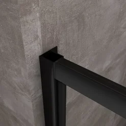 Laneri Porte de douche à ouverture battante roto-translante avec pivots asymétriques, cadre noir mat réversible Cm 116-119 H 200