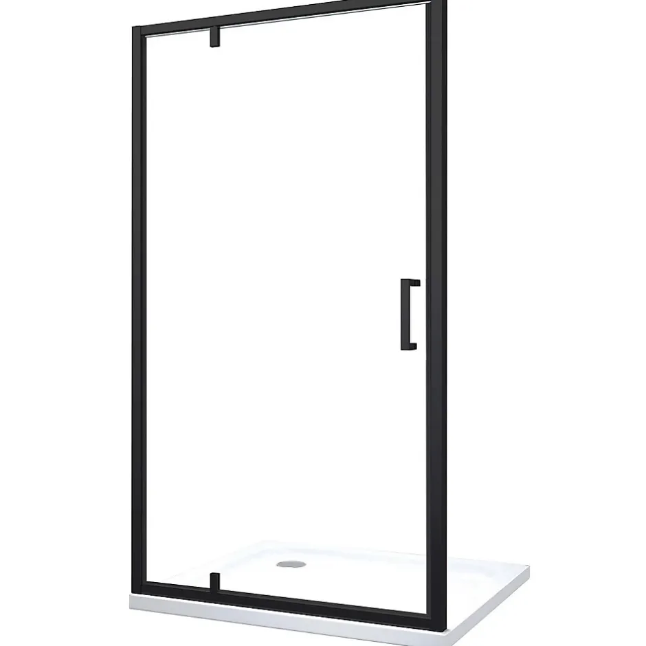 Laneri Porte de douche à ouverture battante roto-translante avec pivots asymétriques, cadre noir mat réversible Cm 86-89 H 200* Porte De Douche