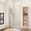 AICA Sanitaire Porte de douche battante 120cm en verre anticalcaire Porte de douche Hauteur 187cm