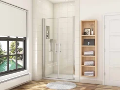 AICA Sanitaire Porte de douche battante 120cm en verre anticalcaire Porte de douche Hauteur 187cm