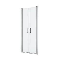 GoodHome Porte de douche battante l.80 x H.195 cm, verre transparent, profilés alu chrome, Ledava* Porte De Douche