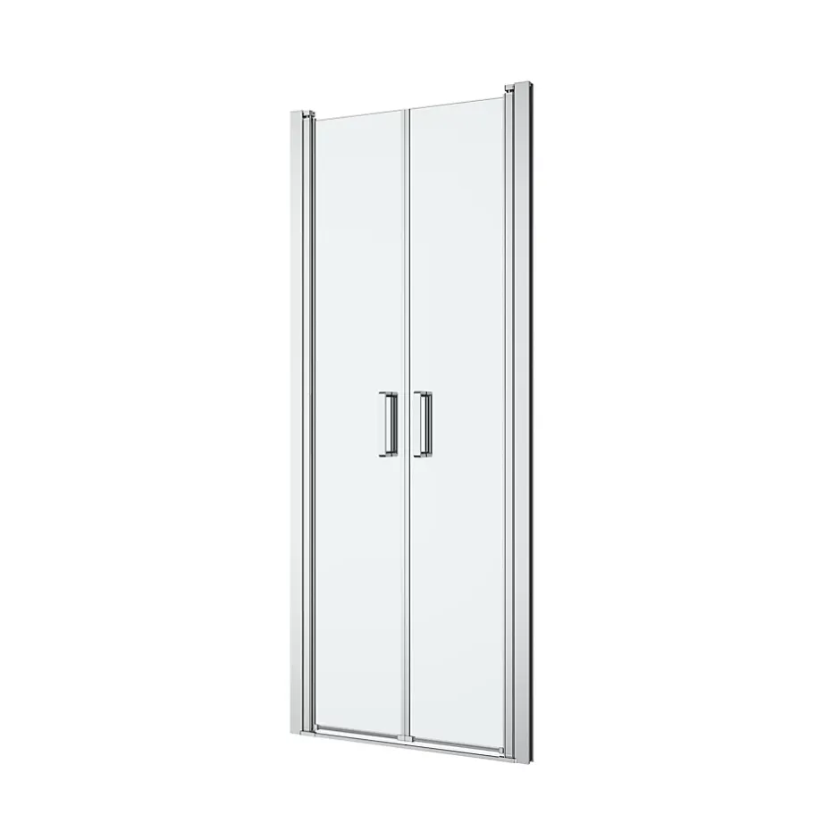 GoodHome Porte de douche battante l.80 x H.195 cm, verre transparent, profilés alu chrome, Ledava* Porte De Douche
