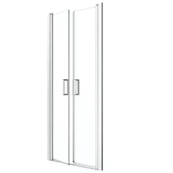 GoodHome Porte de douche battante l.80 x H.195 cm, verre transparent, profilés alu chrome, Ledava* Porte De Douche
