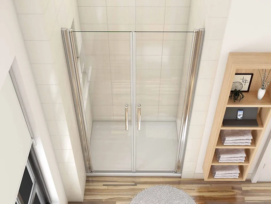 AICA Sanitaire Porte de douche battante 80cm en verre anticalcaire Porte de douche Hauteur 187cm