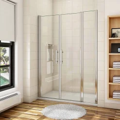 AICA Sanitaire Porte De Douche Battante 120x197cm Porte Battante Avec 1 élément Fixe En 6mm Verre Anticalcaire* Porte De Douche