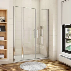 AICA Sanitaire Porte De Douche Battante 120x197cm Porte Battante Avec 1 élément Fixe En 6mm Verre Anticalcaire* Porte De Douche