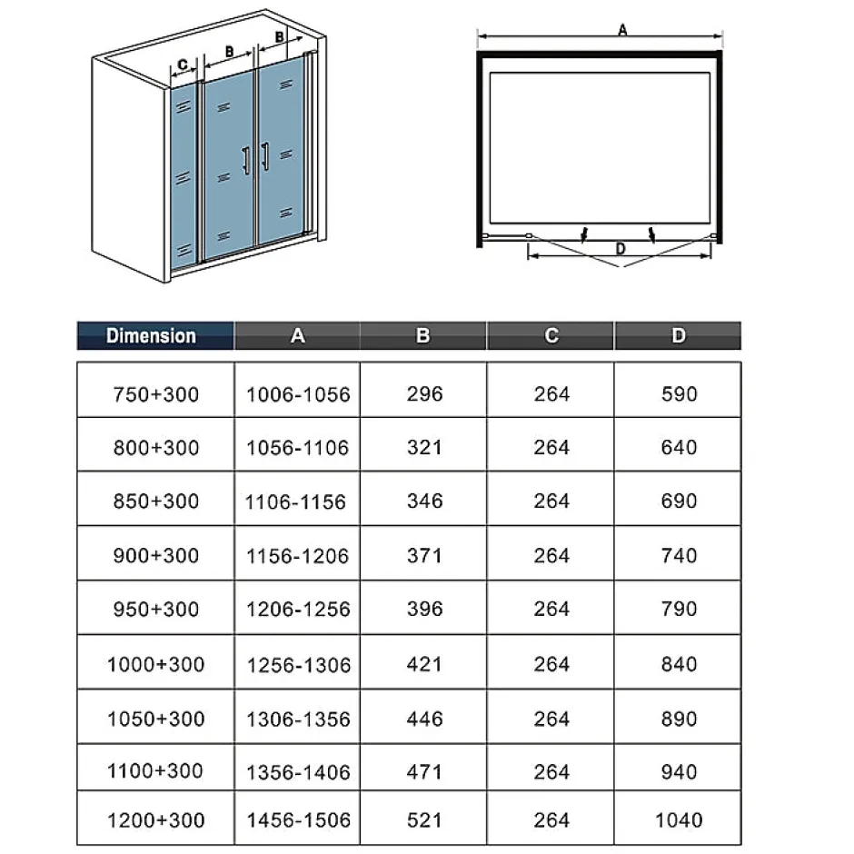 AICA Sanitaire Porte De Douche Battante 120x197cm Porte Battante Avec 1 élément Fixe En 6mm Verre Anticalcaire* Porte De Douche