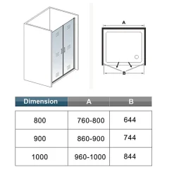 AICA Sanitaire Porte de douche battante 80cm en verre trempé anticalcaire profil et poignée Noir Mat douche italienne hauteur 200cm