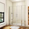 AICA Sanitaire Porte De Douche Battante 165x187cm Porte Battante Avec 2 éléments Fixes En 6mm Verre Anticalcaire