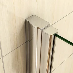 AICA Sanitaire Porte De Douche Battante 165x187cm Porte Battante Avec 2 éléments Fixes En 6mm Verre Anticalcaire