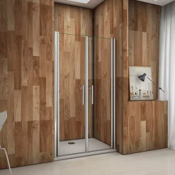 AICA Sanitaire Porte de douche battante 120cm en verre anticalcaire Porte de douche Hauteur 197cm