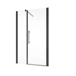 Schulte Porte de douche battante l.160 x H.192 cm, verre transparent, profilé noir mat, NewStyle* Porte De Douche