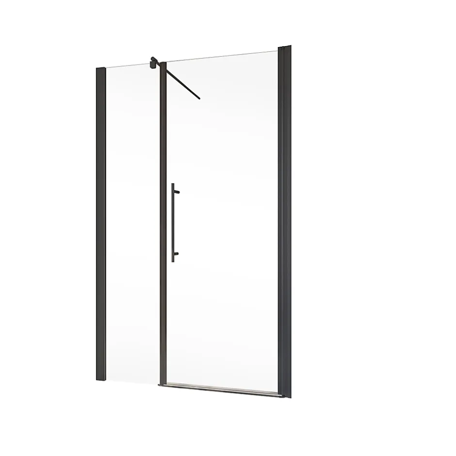 Schulte Porte de douche battante l.160 x H.192 cm, verre transparent, profilé noir mat, NewStyle* Porte De Douche