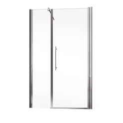 Schulte Porte de douche battante l.140 x H.192 cm, verre transparent, profilé chromé, NewStyle