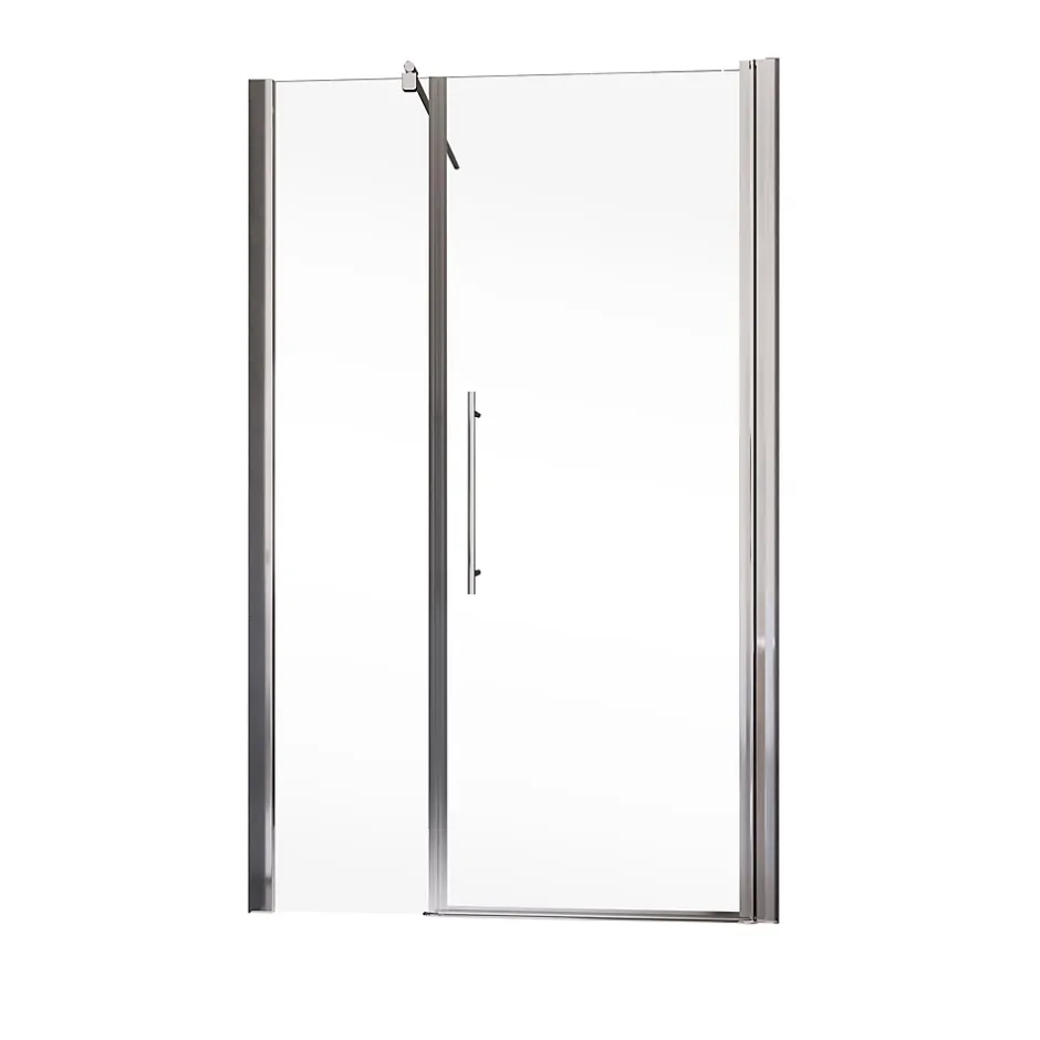 Schulte Porte de douche battante l.140 x H.192 cm, verre transparent, profilé chromé, NewStyle