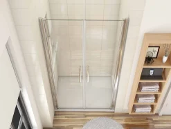 AICA Sanitaire Porte de douche battante 90cm en verre anticalcaire Porte de douche Hauteur 187cm