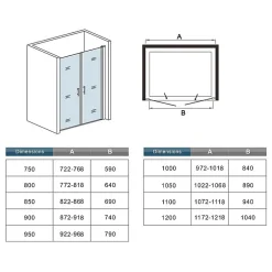 AICA Sanitaire Porte de douche battante 90cm en verre anticalcaire Porte de douche Hauteur 187cm
