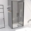 Galedo Porte de douche battante noir Saloon 80cm