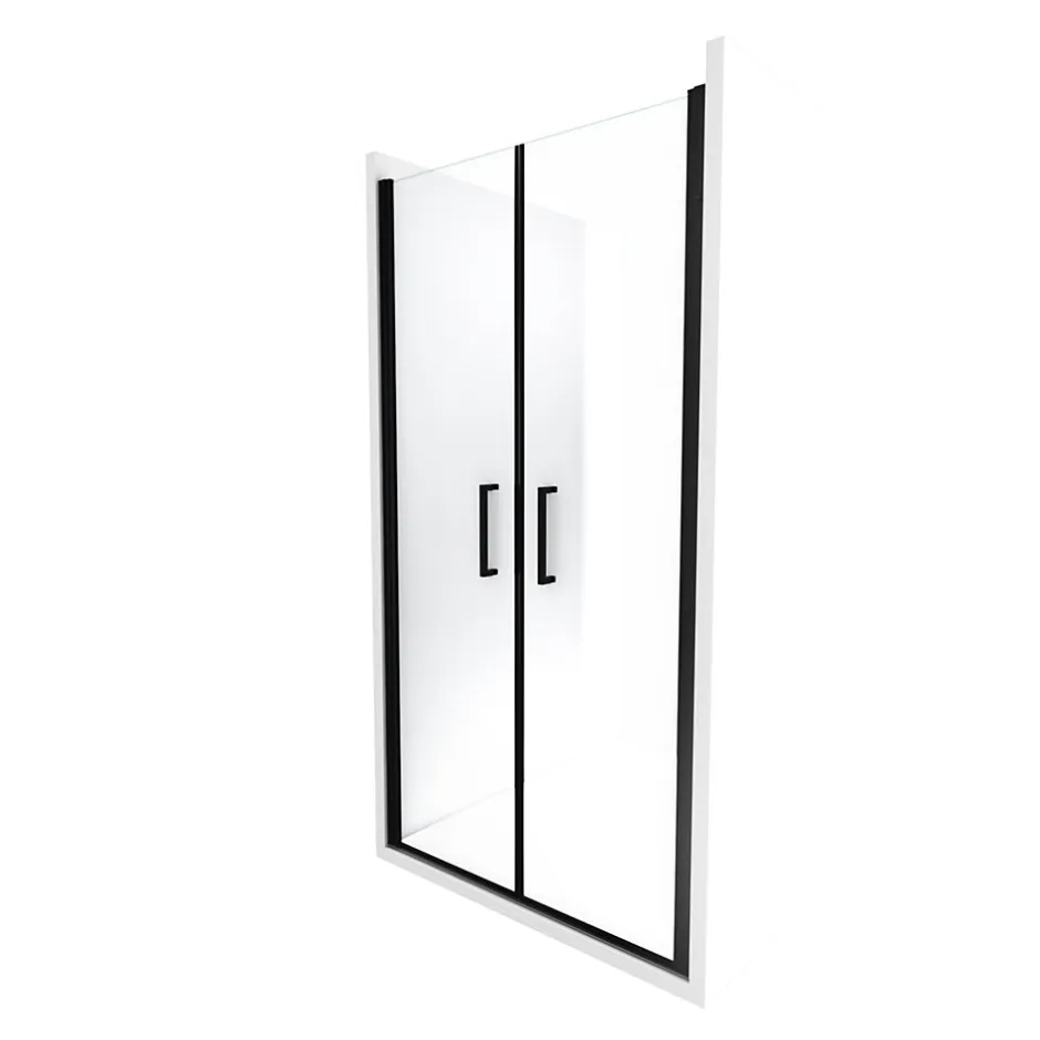 Galedo Porte de douche battante noir Saloon 80cm