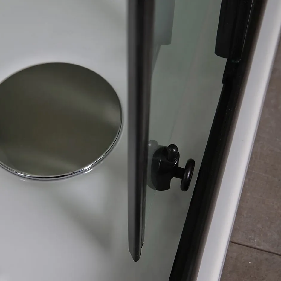 Kiamami Valentina Porte De Douche Carrée 90X90 Avec Portes Sérigraphiées Et Profilés Noirs - City* Porte De Douche