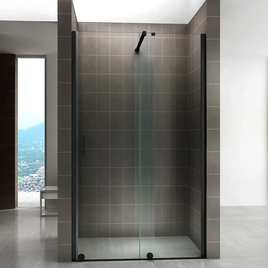 Saniverre Porte de douche coulissante NAPOLIBLACK H.200 x L. 170 cm verre transparent 8 mm -