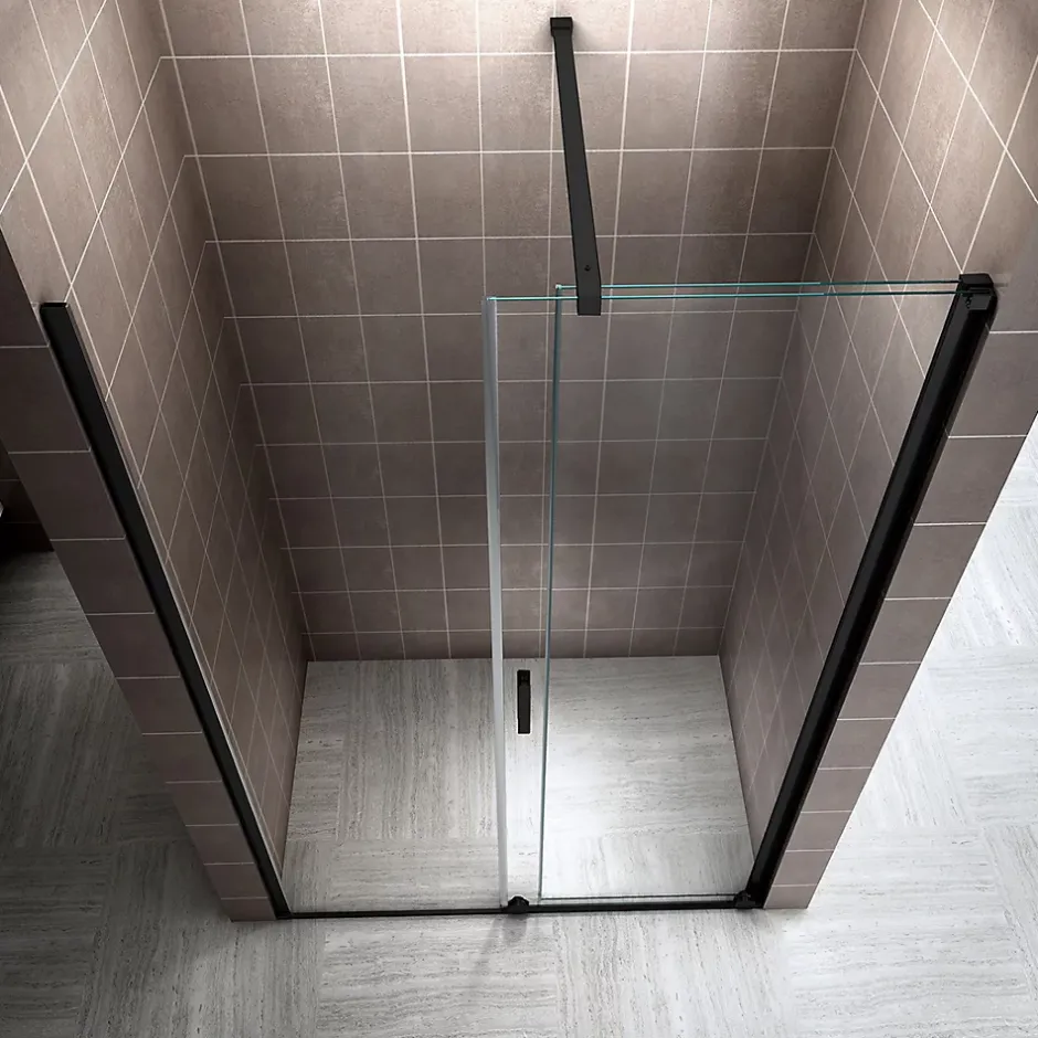 Saniverre Porte de douche coulissante NAPOLIBLACK H.200 x L. 170 cm verre transparent 8 mm -