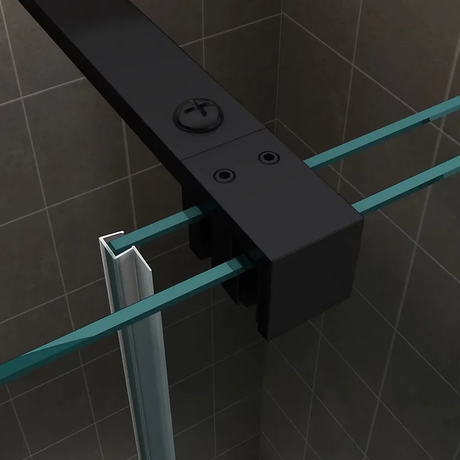 Saniverre Porte de douche coulissante NAPOLIBLACK H.200 x L. 170 cm verre transparent 8 mm -