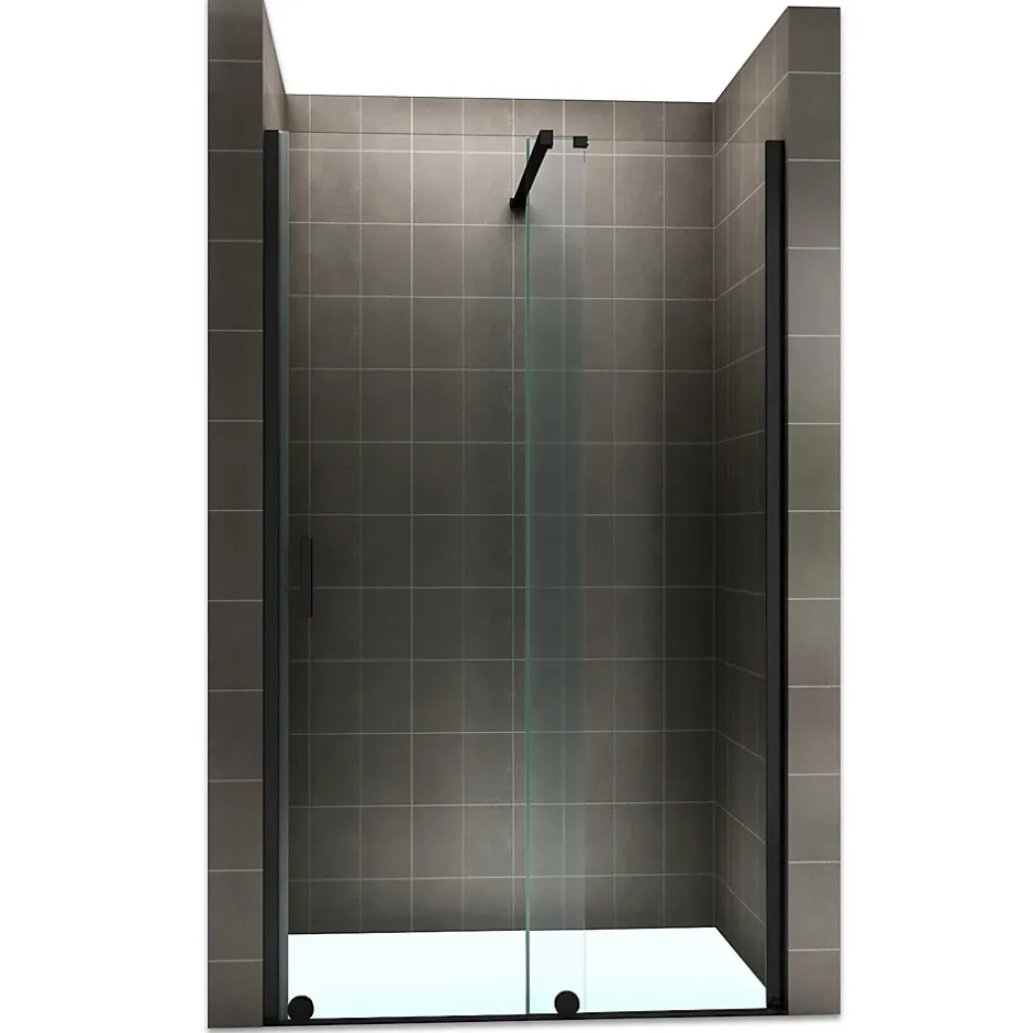 Saniverre Porte de douche coulissante NAPOLIBLACK H.200 x L. 170 cm verre transparent 8 mm -