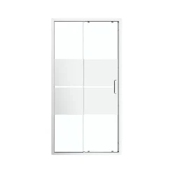 GoodHome Porte de douche coulissante l.120 x H.195 cm, bandes miroir, profilés alu chrome, Ledava* Porte De Douche