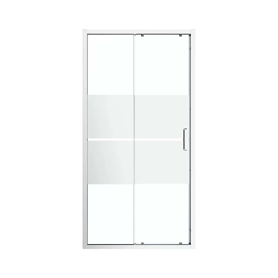 GoodHome Porte de douche coulissante l.120 x H.195 cm, bandes miroir, profilés alu chrome, Ledava* Porte De Douche