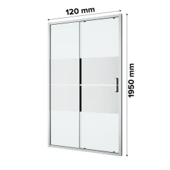 GoodHome Porte de douche coulissante l.120 x H.195 cm, bandes miroir, profilés alu chrome, Ledava* Porte De Douche